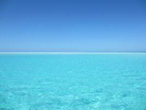 A view of the ocean from an island.